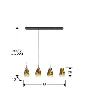 ALEDIS- LAMPARA 4L NEGRO-DORADO